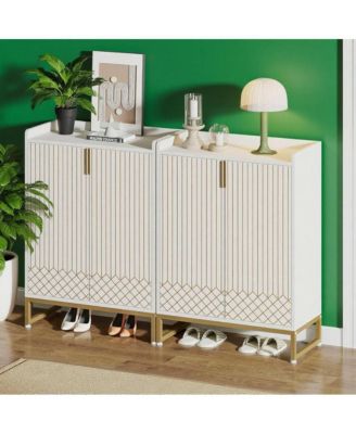 Wooden Shoe Cabinet Organizer with Storage Compartment