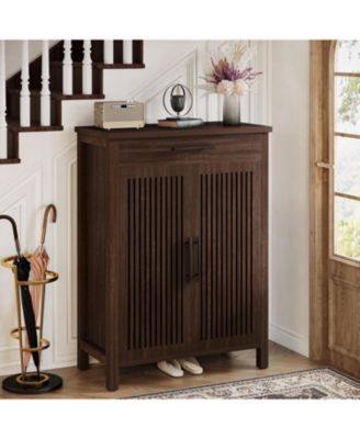 Shoe Storage Cabinet with Doors and Top Drawer