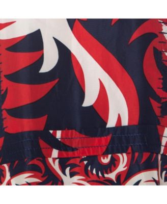 Women's Red & Blue Mixed Print Silk Blend Short Sleeve Dress