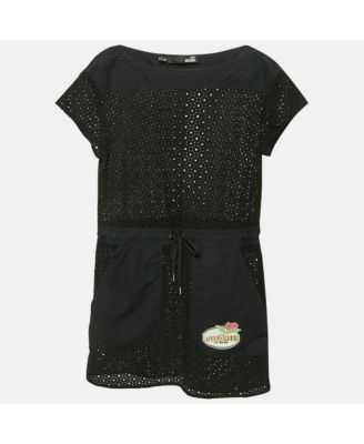 Women's Black Broderie Anglaise Cotton Mini Dress