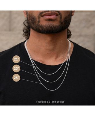 Men's Micro Cuban Chain Necklace 1.7mm in Sterling Silver Bonded with 14K Gold and Parrot Clasp - 25"