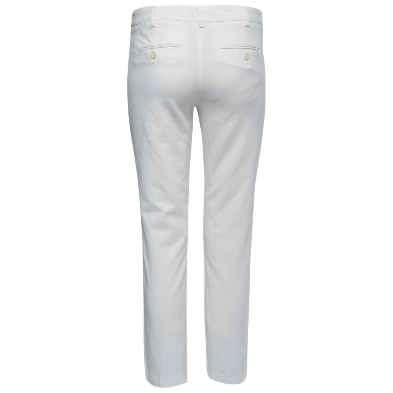 Women's White Cotton Blend Trousers
