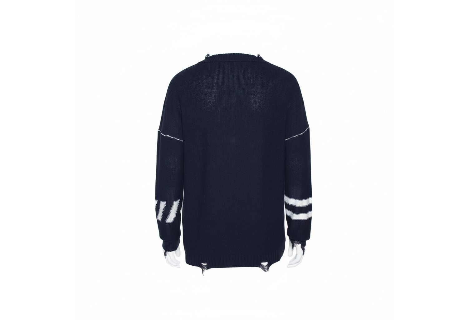 Men's Logo Intarsia Knit Distressed Jumper