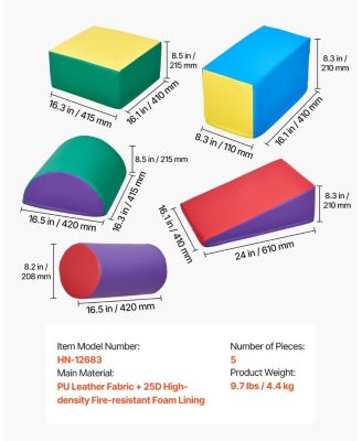 Foam Climbing Blocks Set 5-Piece Indoor Toddler Playset