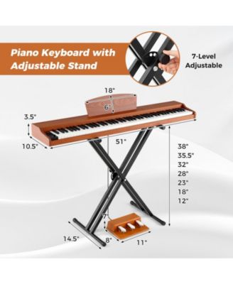 88 Key Semi Weighted Digital Piano With Adjustable Stand Triple Pedals And USB MIDI