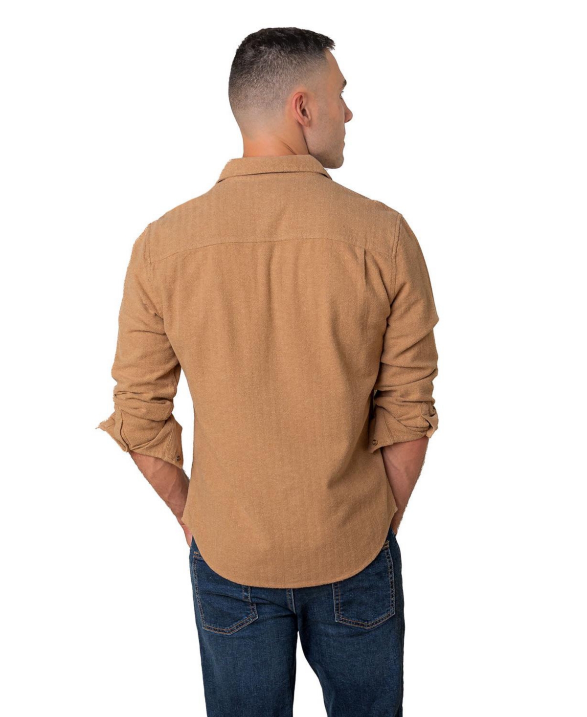 Hope & Henry Men's Organic Flannel Double Pocket Button Down Shirt