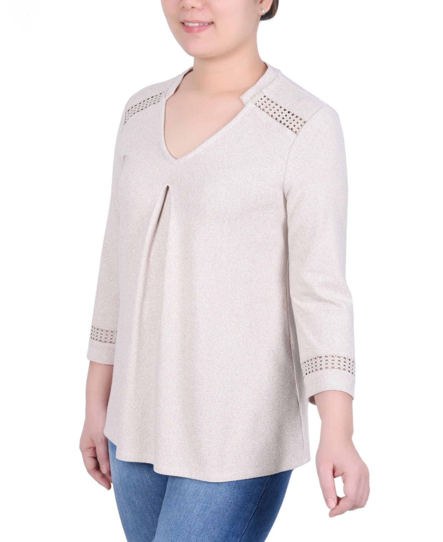 Petite 3/4 Sleeve Swing Tunic Top