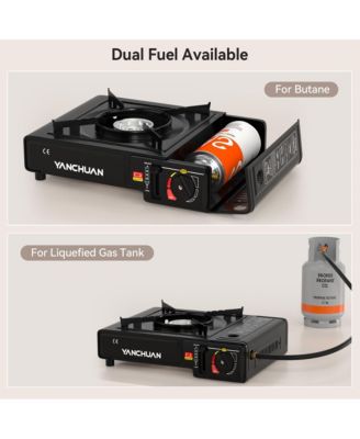 Portable Dual-Fuel Butane/LPG Camp Stove with Electronic Ignition & Adjustable Flame Control