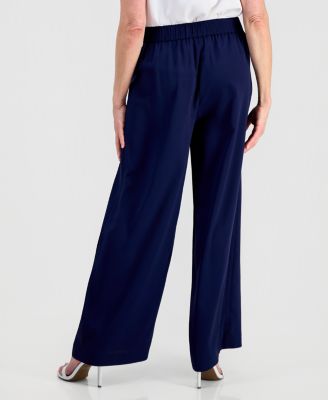 Women's Chiffon High-Rise Pull-On Wide-Leg Pants