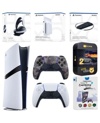 PlayStation 5 Pro Digital Bundle with Disc Drive, Extra Controller, Pulse Elite Wireless Gaming Headset, Vertical Stand, MightySkins Voucher