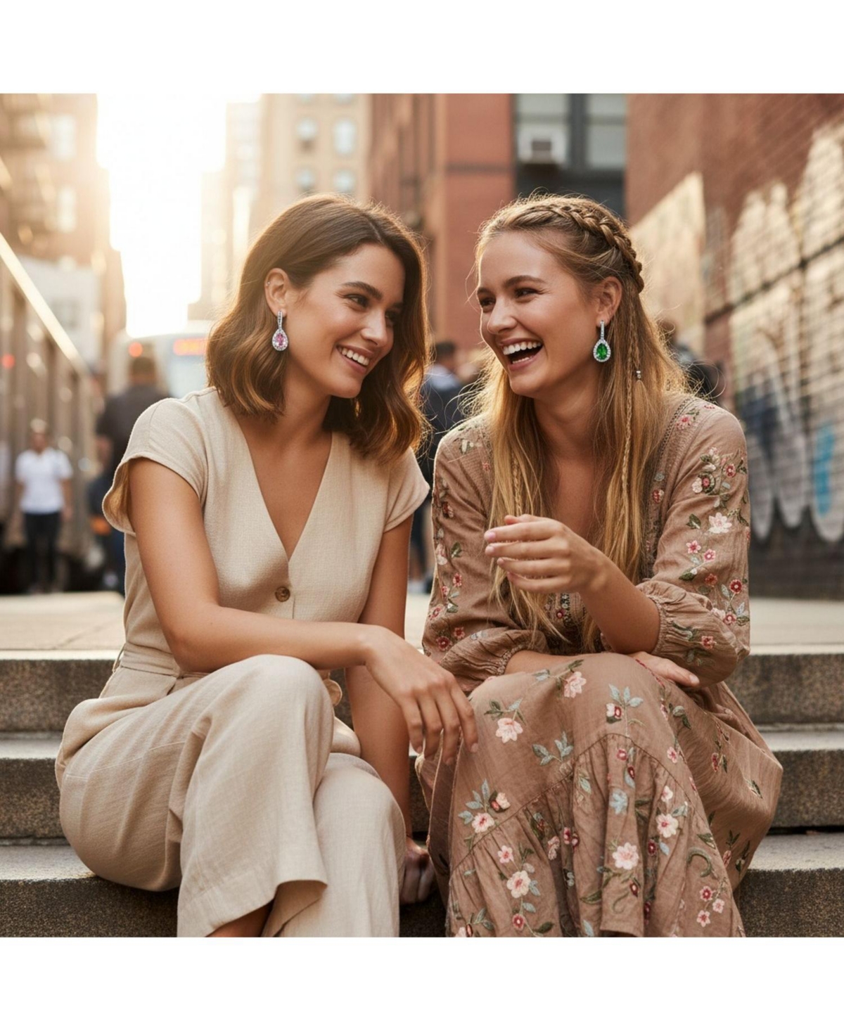 Bling Jewelry Set of 2 Cz Halo Cubic Zirconia Cubic Zirconia Dangling Drop Teardrop Earrings