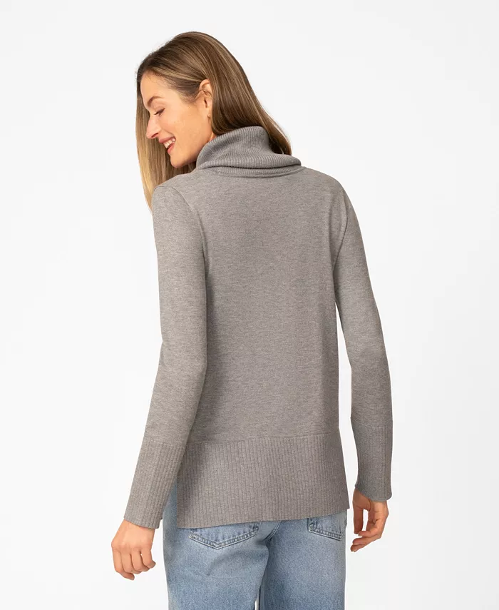 Women's Rib Cowl Neck Tunic Sweater - thumbnail 10