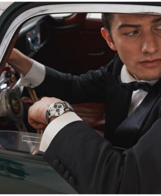 Men's Chronograph Black Leather Watch, 40mm