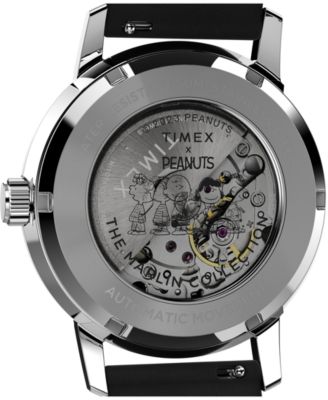 Men's Automatic Black Leather Watch, 40mm