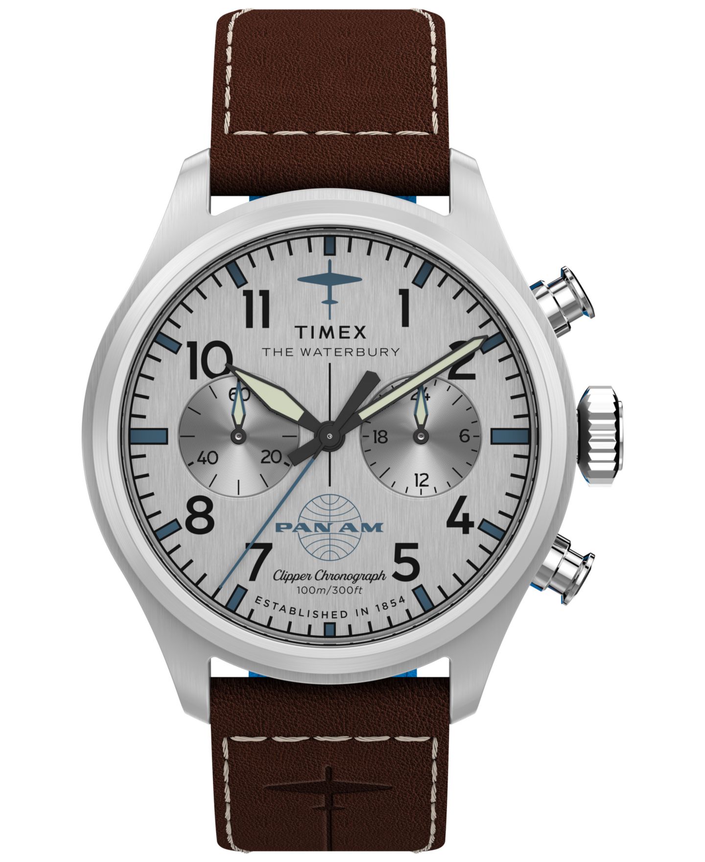 Мужские часы Timex Chronograph Brown Leather Watch, 41mm — фото 1