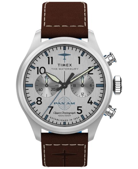 Мужские часы Timex Chronograph Brown Leather Watch, 41mm
