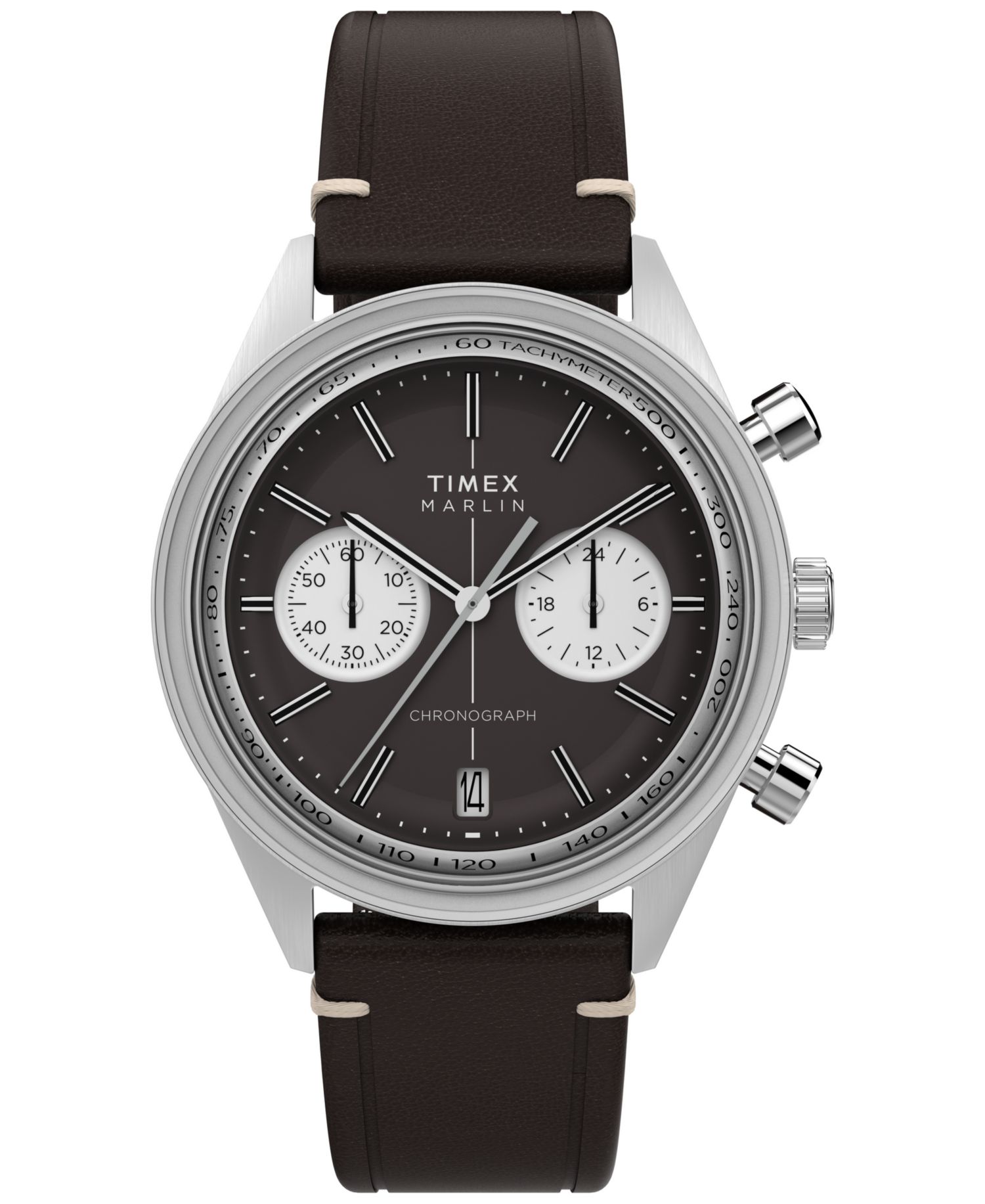 Men's Chronograph Brown Leather Watch, 40mm