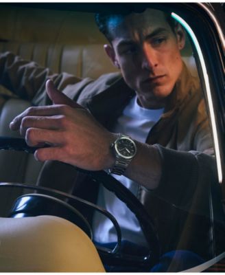 Men's Quartz Analog Silver-Tone Stainless Steel Watch, 39mm