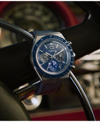 Men's Chronograph Blue Leather Watch, 40mm