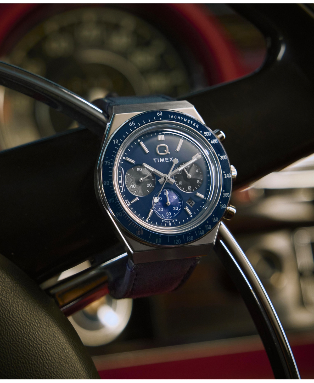 Timex Men's Chronograph Blue Leather Watch, 40mm