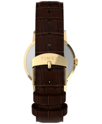 Unisex Quartz Analog Brown Leather Watch, 34mm