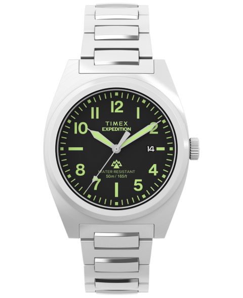 Мужские часы Timex Quartz Analog Silver-Tone Stainless Steel Watch, 39mm