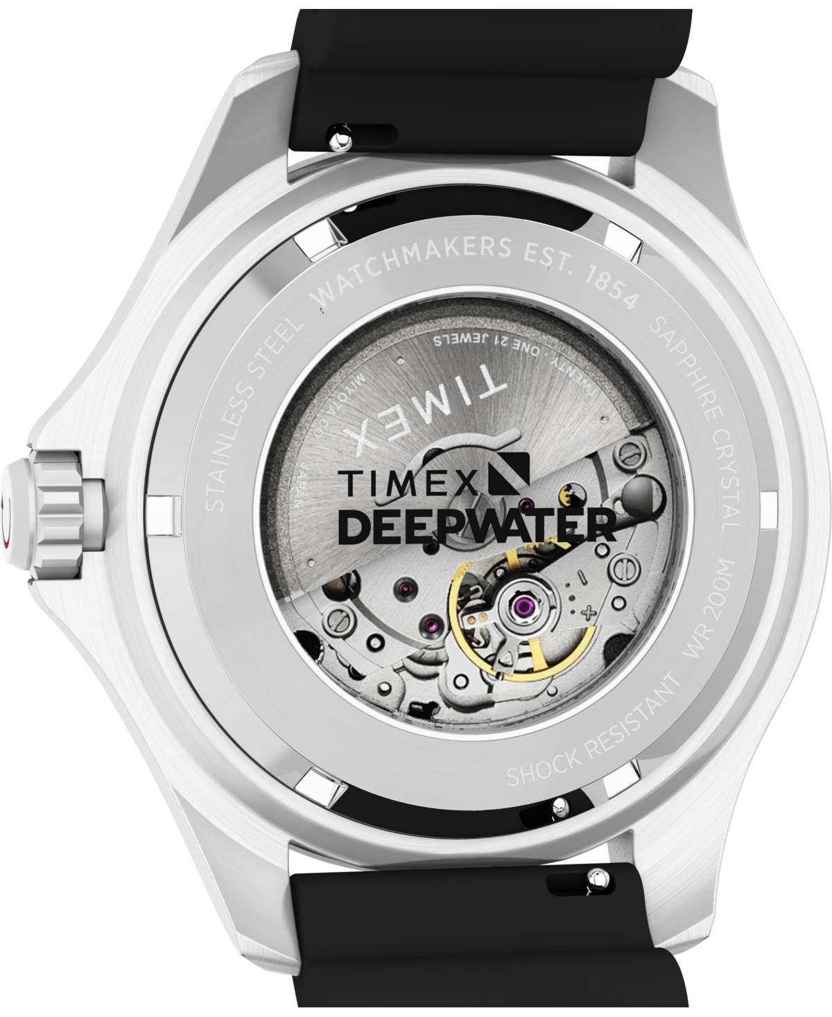 Timex Men's Mechanical Automatic Black Hnbr Rubber Watch, 44mm