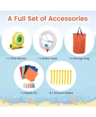 5-in-1 Inflatable Water Slide Bounce House with Dual Slides, Splash Pool, and 735W Blower