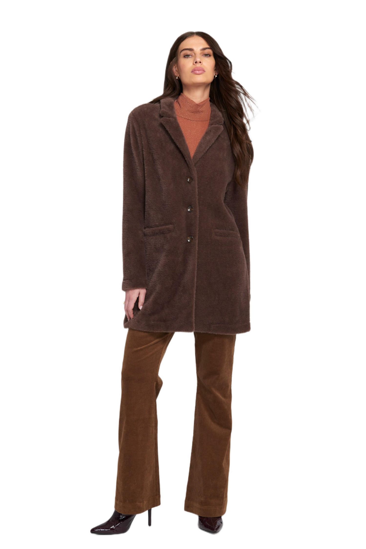 Women's Fuzzy Knit Coat Teddy