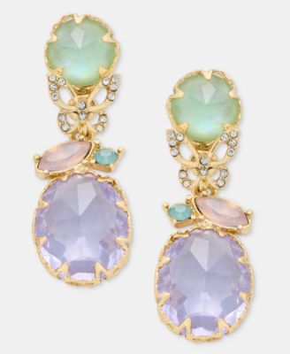 Gold-Tone Stone & Butterfly Drop Earrings