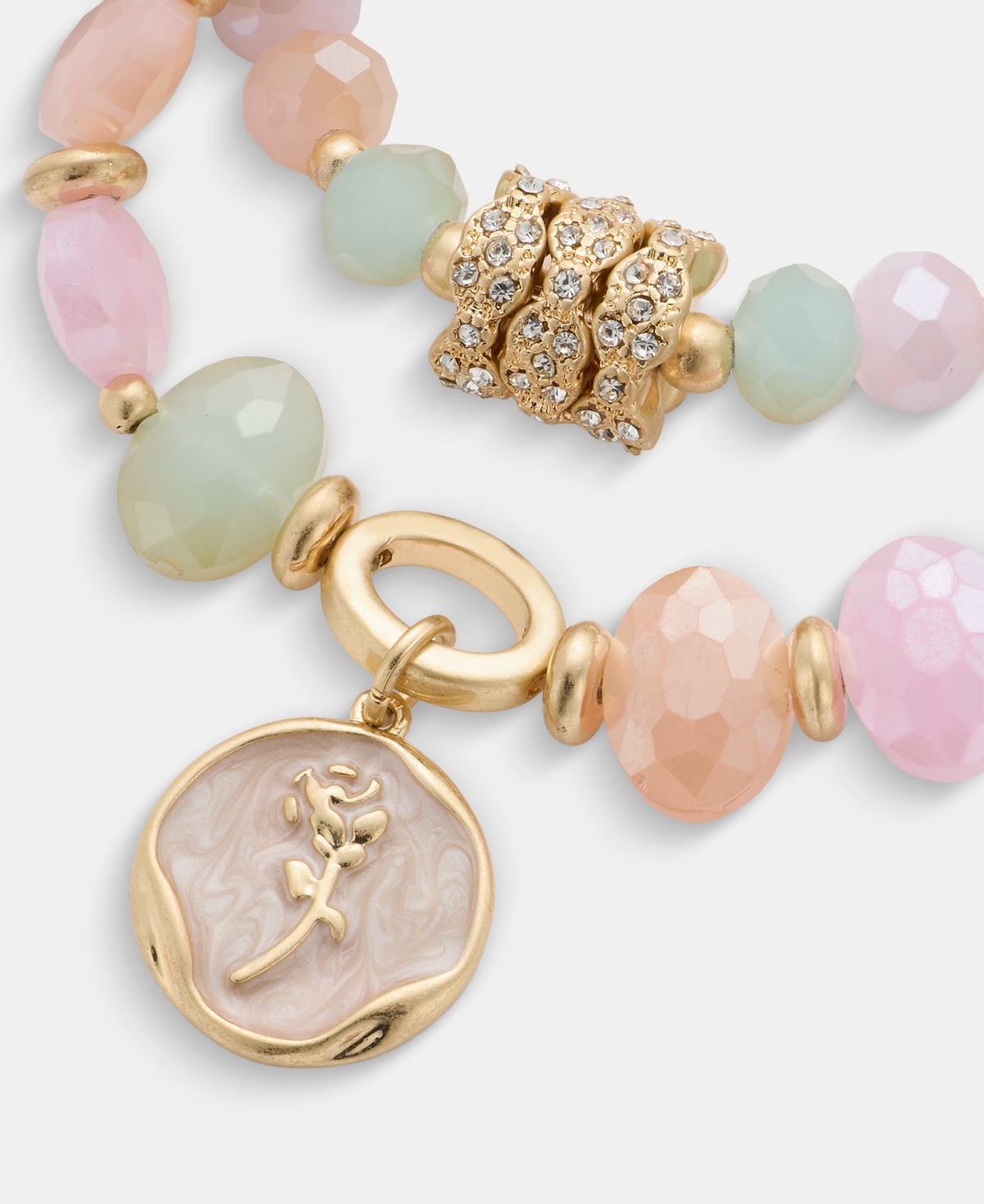 lonna & lilly Gold-Tone Multi Bead Stretch Bracelet