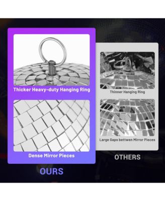 2PCS 12" Large Disco Ball Mirror Big Hanging Glass Decor for 70s 80s Party Events Wedding DJ Dance Club Stage Lighting Silver