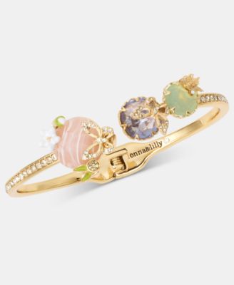 Gold-Tone Butterfly Stone Cuff Bracelet