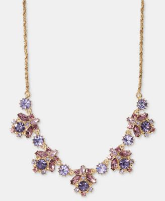 Gold-Tone Mixed Crystal Cluster Statement Necklace, 16" + 3" extender
