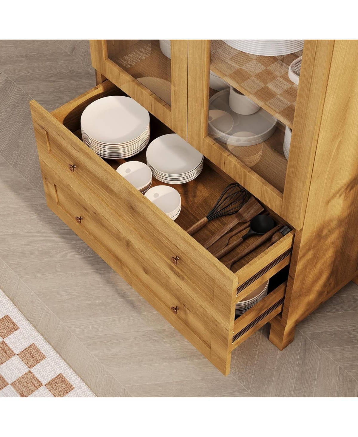 gaomon 71" Tall Arched Kitchen Pantry Cabinet, Farmhouse Storage Cupboard with 2 Drawers & Adjustable Shelves, Freestanding Display Cabinet