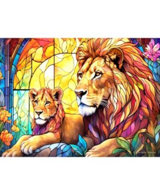 Stained Glass Zoo Lion Family 1000 piece Jigsaw Puzzle for Adults
