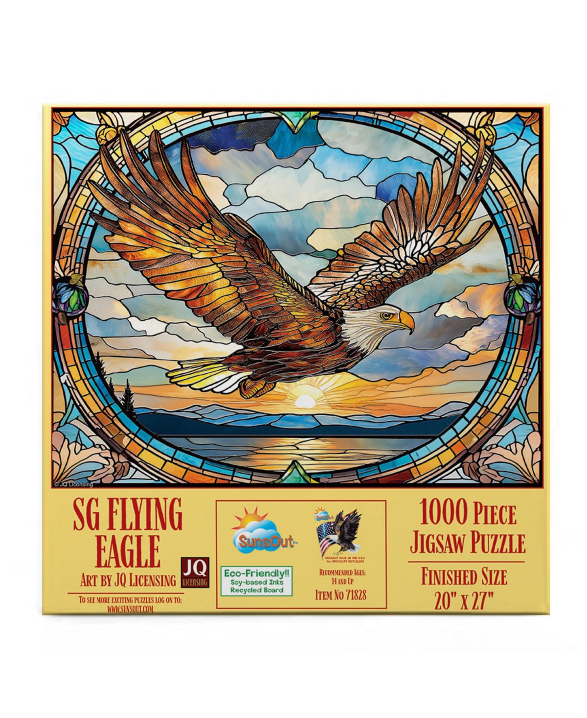 SunsOut Stained Glass Flying Eagle 1000 piece Jigsaw Puzzle for Adults