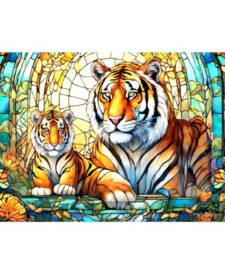 Stained Glass Zoo Tigers 500 piece Jigsaw Puzzle for Adults