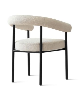 3-Piece Modern Round Dining Table Set with Boucle Armchairs and Pedestal Table, Small Space Table Set for 2