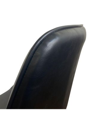 Modern 5-Piece Faux Leather Dining Set, Round Black Table with Metal Base and PU Chairs