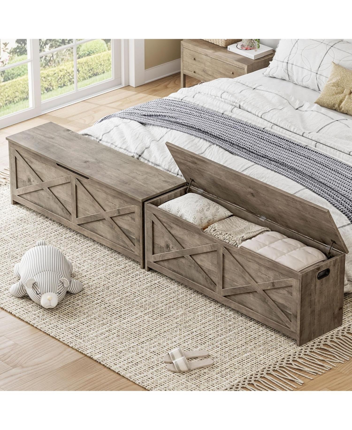 gaomon 47.2" Wooden Storage Chest, Safety Hinges, Easy Assembly, Large Toy Bench, Entryway, Living Room