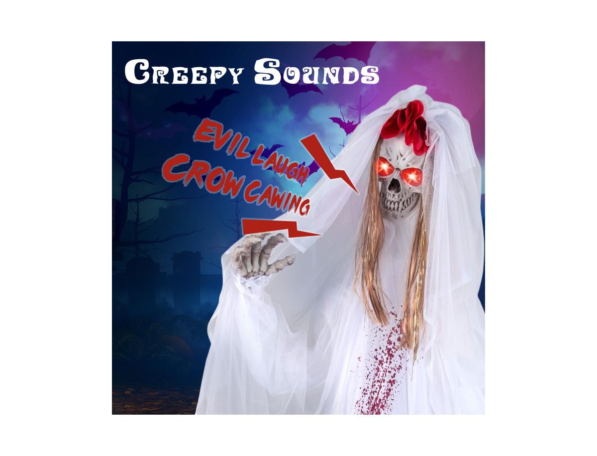 Mondawe Halloween Animatronic Standing Bride 7.2 ft Haunted House Decoration