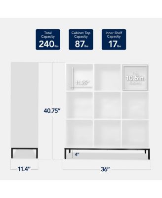 Elevated 9-Cube Storage Organizer, 11in Shelf, Bookcase, Display Shelf, w/ Metal Legs