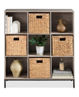Elevated 9-Cube Storage Organizer, 11in Shelf, Bookcase, Display Shelf, w/ Metal Legs