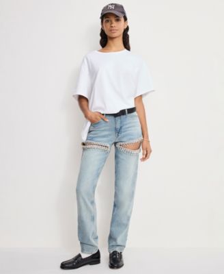 Women's Icon Straight Diamond Details Jeans