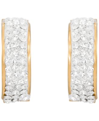 High Polished Pave Crystal Hoop Earrings (1/2 ct. t.w.) in 14k Yellow Gold Over Sterling Silver
