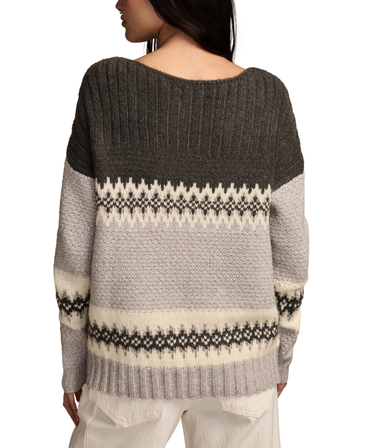 Lucky Brand Women's Fair Isle Long-Sleeve Sweater