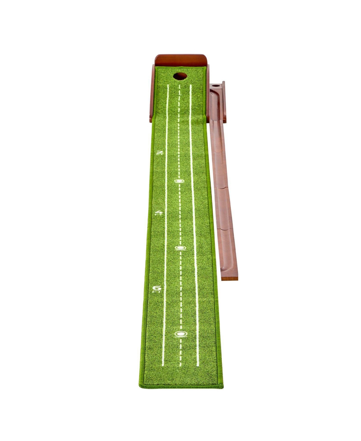 Sugift Golf Putting Mat Indoor 1-Hole Green with Ball Return and Wood Base