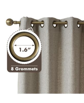 Linen Blend Solid Striped Room Darkening Curtains Pair, 52"Wx 84"L