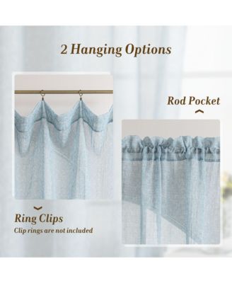 Crinkle Textured Semi-Sheer Rod Pocket Curtains Pair, 52"Wx 84"L